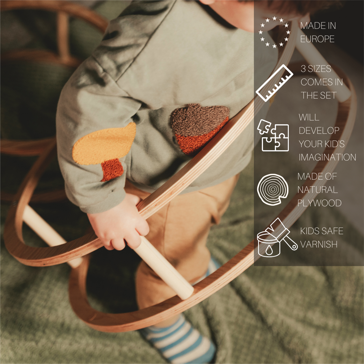 Montessori wooden rings set for children with manufacturer specifics
