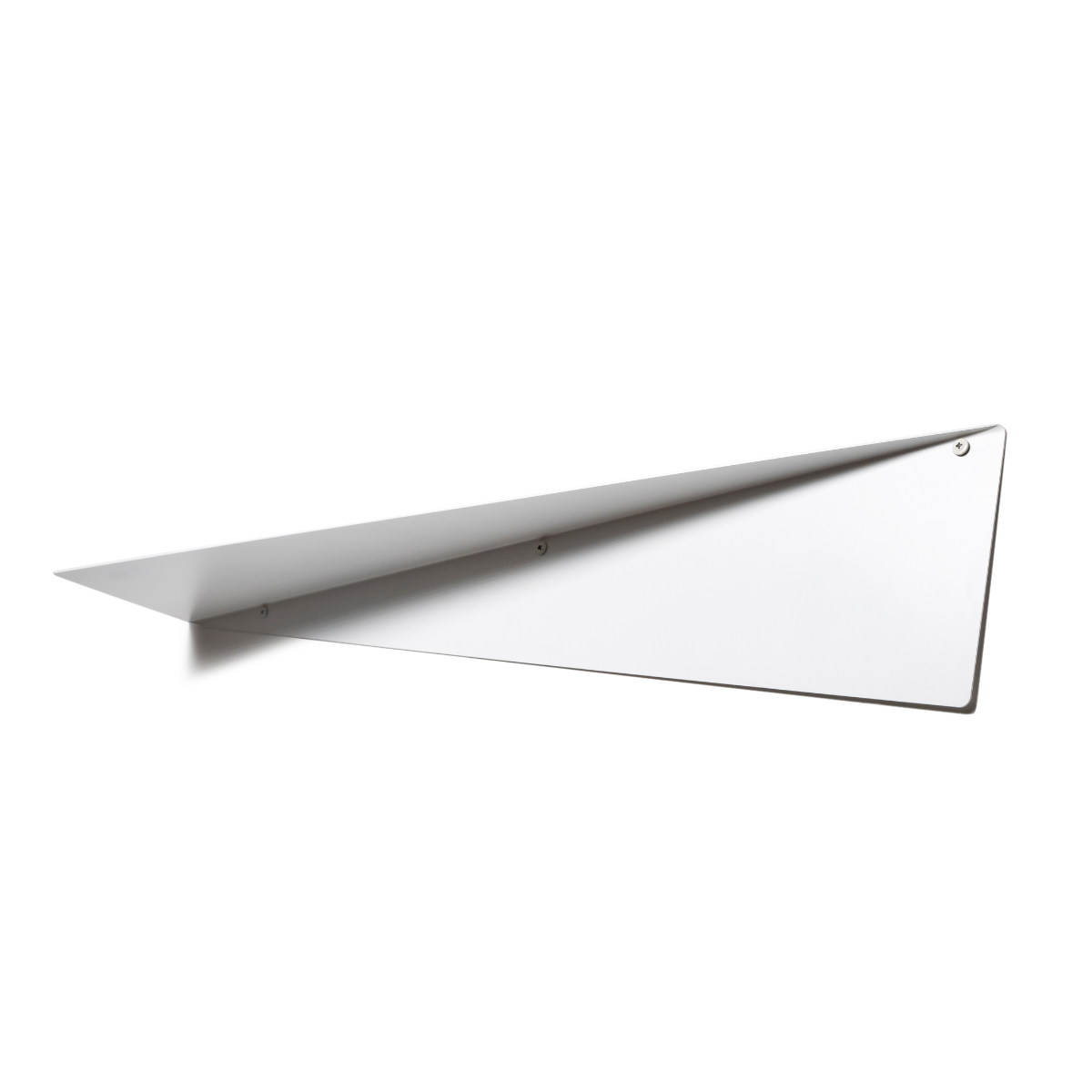 Triangular wall shelf with a clean and smooth design, ideal for minimalist and functional storage.