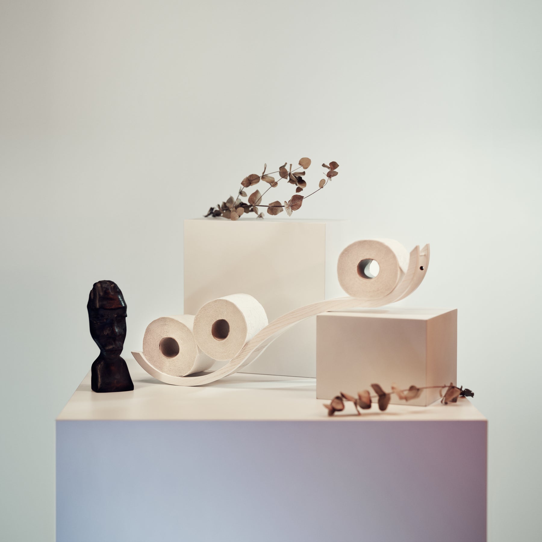 toilet paper holder from wood wall mounted wave form white color