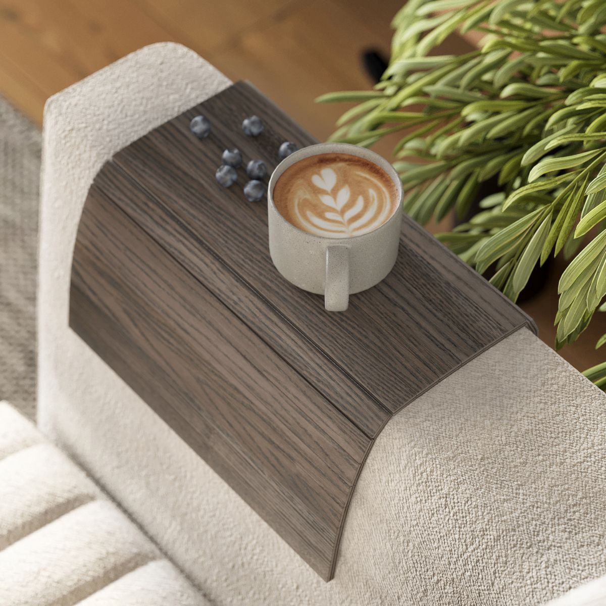 Wooden sofa arm tray