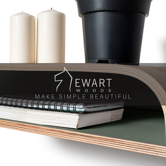 Floating nightstand green interior close-up