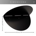 Black half-circle wall shelf with dimensions labeled: 15 cm (5.9 inches) in height and 30 cm (11.8 inches) in width.