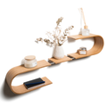 Adjustable wooden wave shaped floating shelf sculptural style with functionality