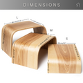 Dimensions are displayed for each set: Large is 44 cm x 28.5 cm x 28.5 cm, Medium is 42.5 cm x 28.5 cm x 20 cm, and Small is 41.5 cm x 28 cm x 12 cm.