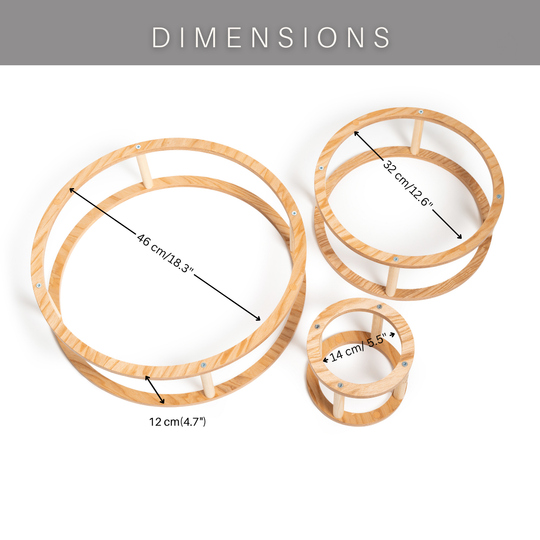 Wooden montessori ring set dimensions