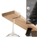Small wooden wine and glass holder with manufacturer specifics