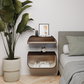 Floating nightstand set of 2 smoked oak color with white interior elegant layout
