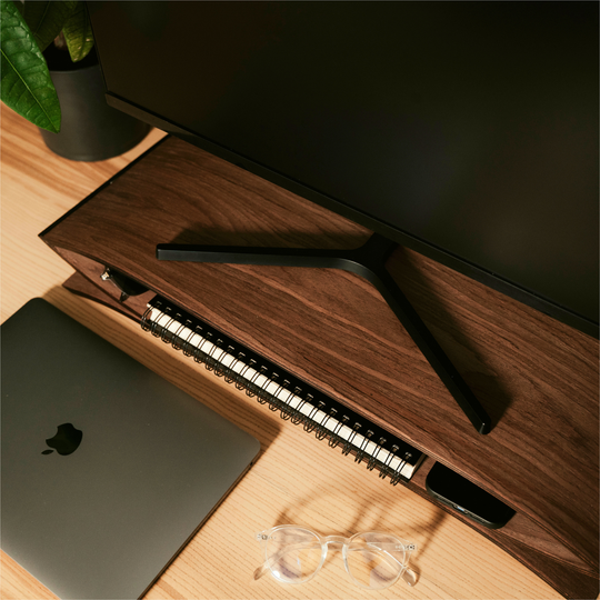 Wooden monitor stand for desk