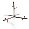 Above look of the wooden free standing coat rack with metal conjunction part in the middle