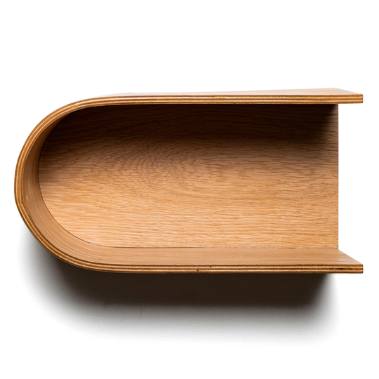 Floating wall display shelf with closed back rotatable angle