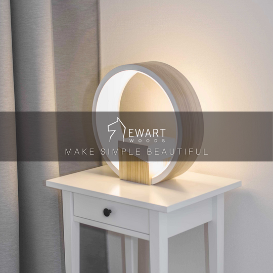 Wooden bedroom table lamp by EWART WOODS