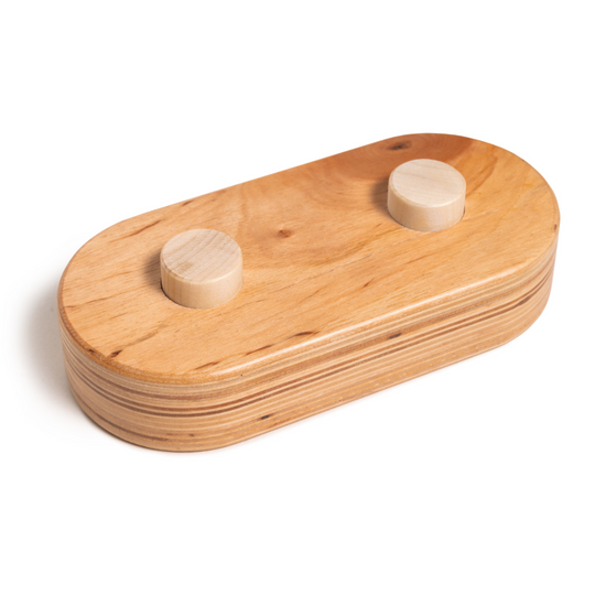 Close-up of small wooden balance beam for children