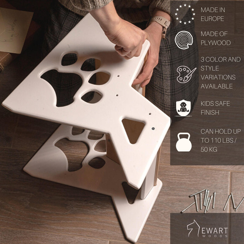Birch plywood dog design step stool for kids bathroom and kitchen