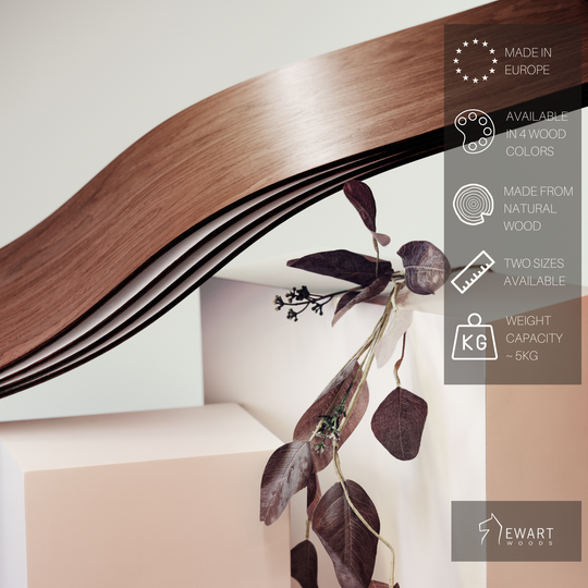 Schwebendes Wandregal aus Holz Welle