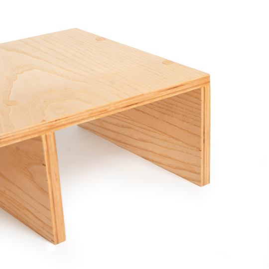 Ash wood monitor stand with compartments