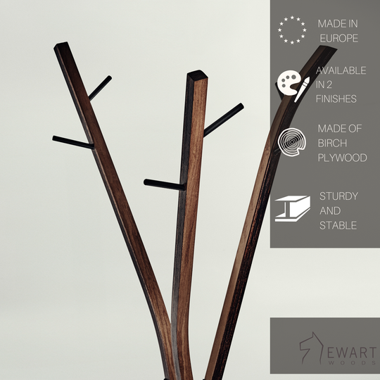 Wooden Coat Rack Free Standing (Walnut, Ash)