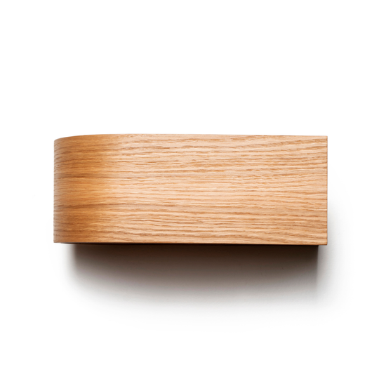 Front view of wooden wall mounted plant holder