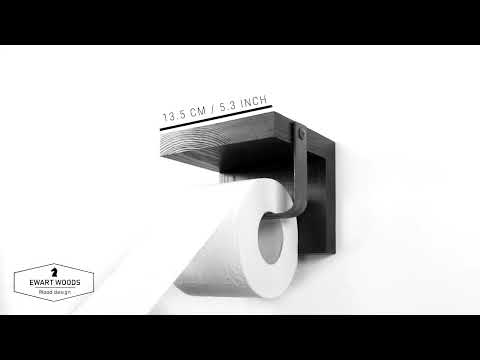 Mini metal and wood combination toilet paper holder for compact bathroom space