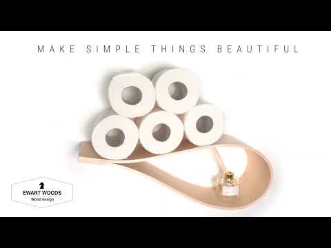 Wooden floating toilet paper roll holder with hidden mounting system