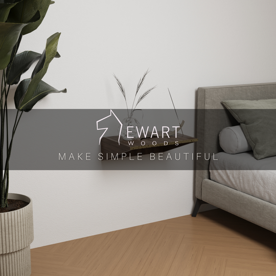 Floating nightstand with brass detail from EWART WOODS