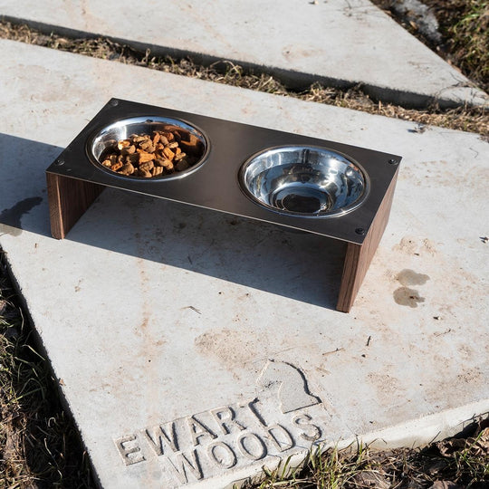 Dog bowl raised with wood legs - EWART WOODS