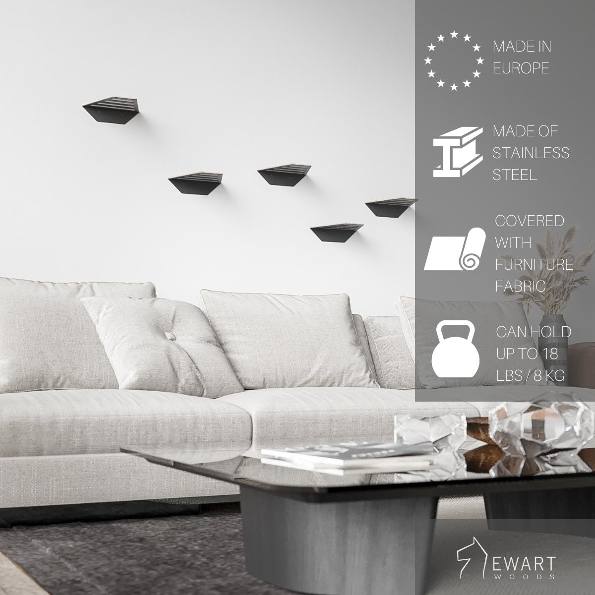 Wall Mounted Cat Perch metal shelves - EWART WOODS