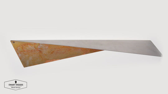 Dimensions for floating metal wall shelf rusted made by EWART WOODS