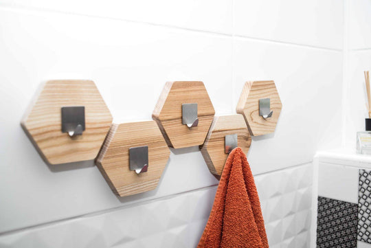 Wood wall hook bathroom towel rack - EWART WOODS