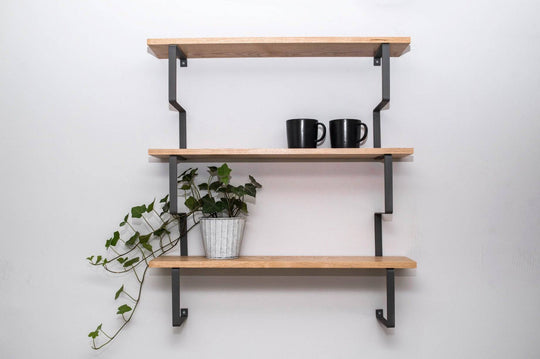 Wooden wall shelf with metal construction - EWART WOODS