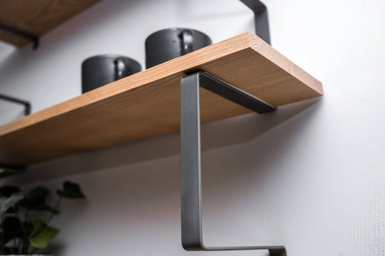 Wooden wall shelf with metal construction - EWART WOODS