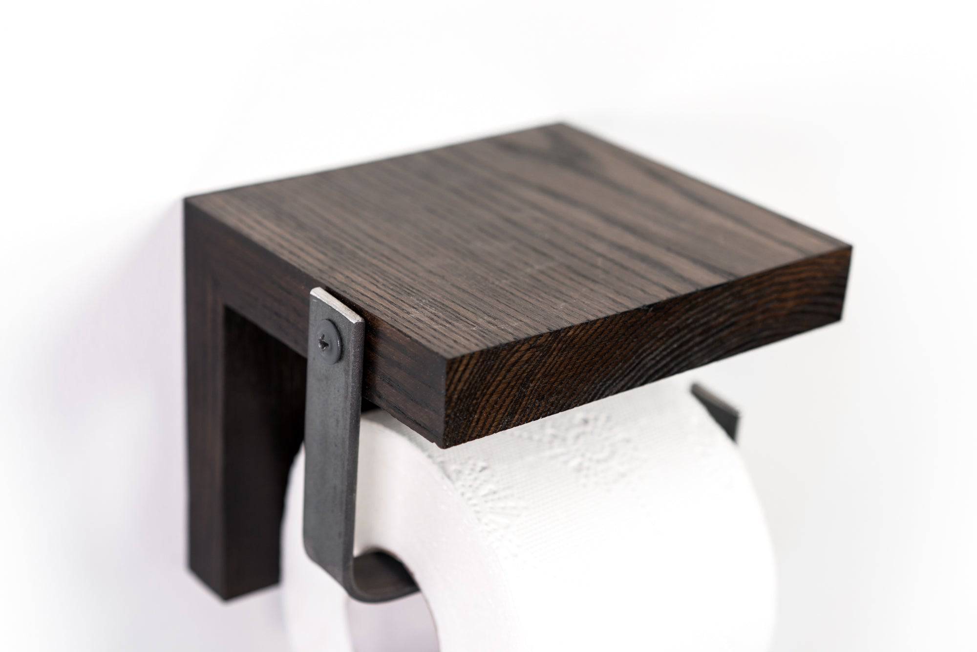 Toilet paper holder mini metal and wood combination - EWART WOODS